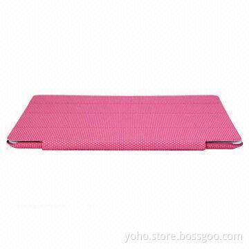 Ultra-thin PC Case with Smart Cover for iPad 2 Pink Color, Made of Rubber Leather Material